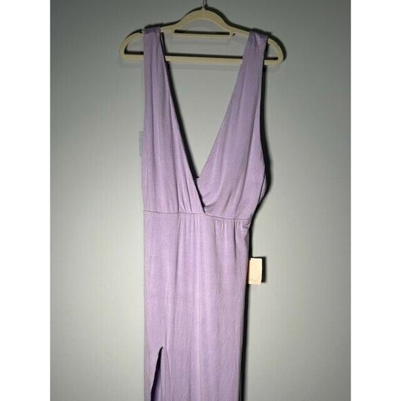 Superdown Erika Womens Dress Plunging Neckline High Slit Lavender Size L NWT - Picture 5 of 12